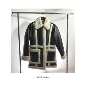 Abercrombie & Fitch Oversized Sherpa-Lined Vegan Leather Coat